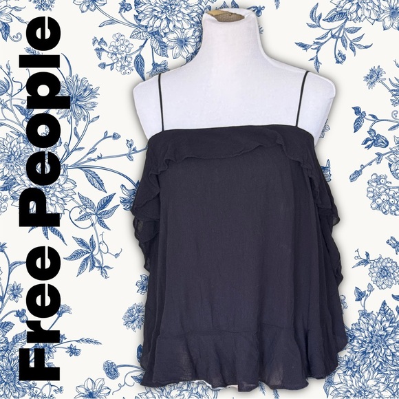 Free People Black Women's Spaghetti Strap Top Boho Layered Sz XS - Picture 1 of 4